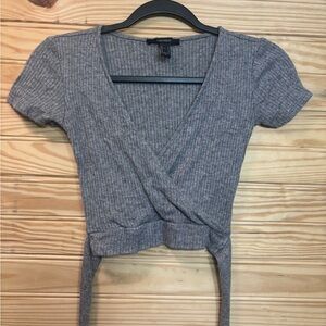 Forever 21 Heather Gray Wrap Crop Top